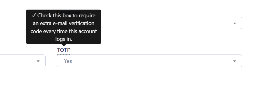 TOTP user profile page